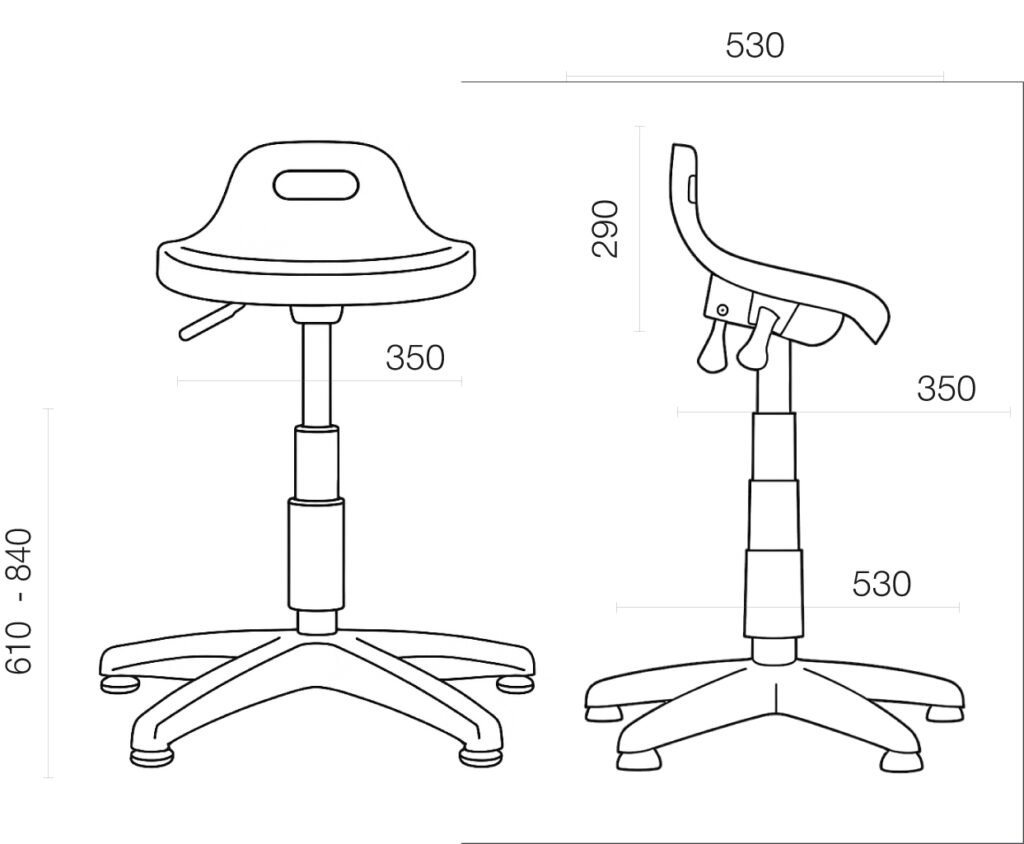 Banco ergonômico semi sentado com inclinação para postos industriais e produtivos