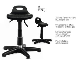 Banco ergonômico semi sentado com inclinação para postos industriais e produtivos