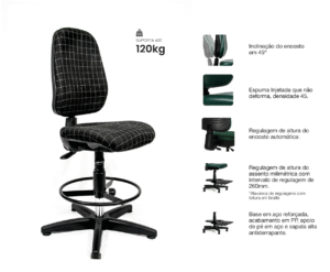 Cadeira ergonômica industrial Stylus Alta ESD