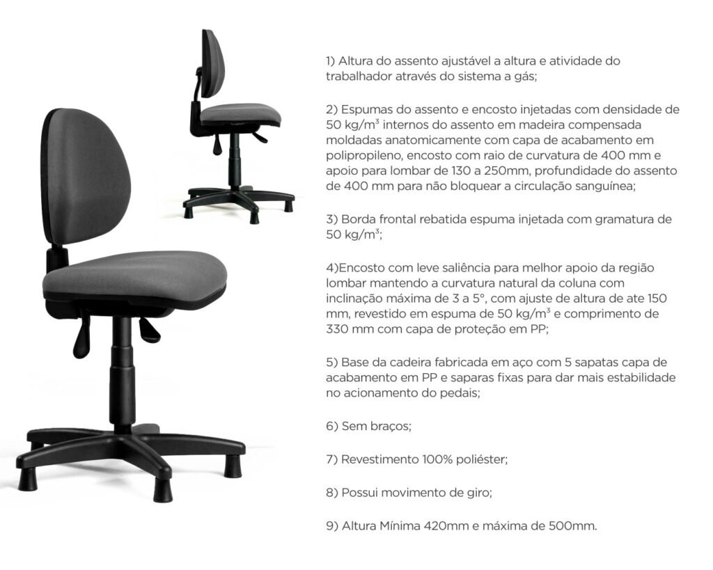 Cadeira Ergonômica Standart Check Out para caixa de supermercado